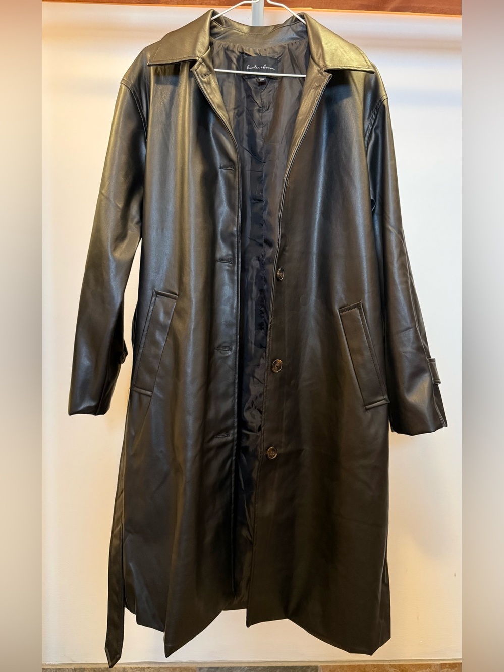 Leather Long Coat - Black